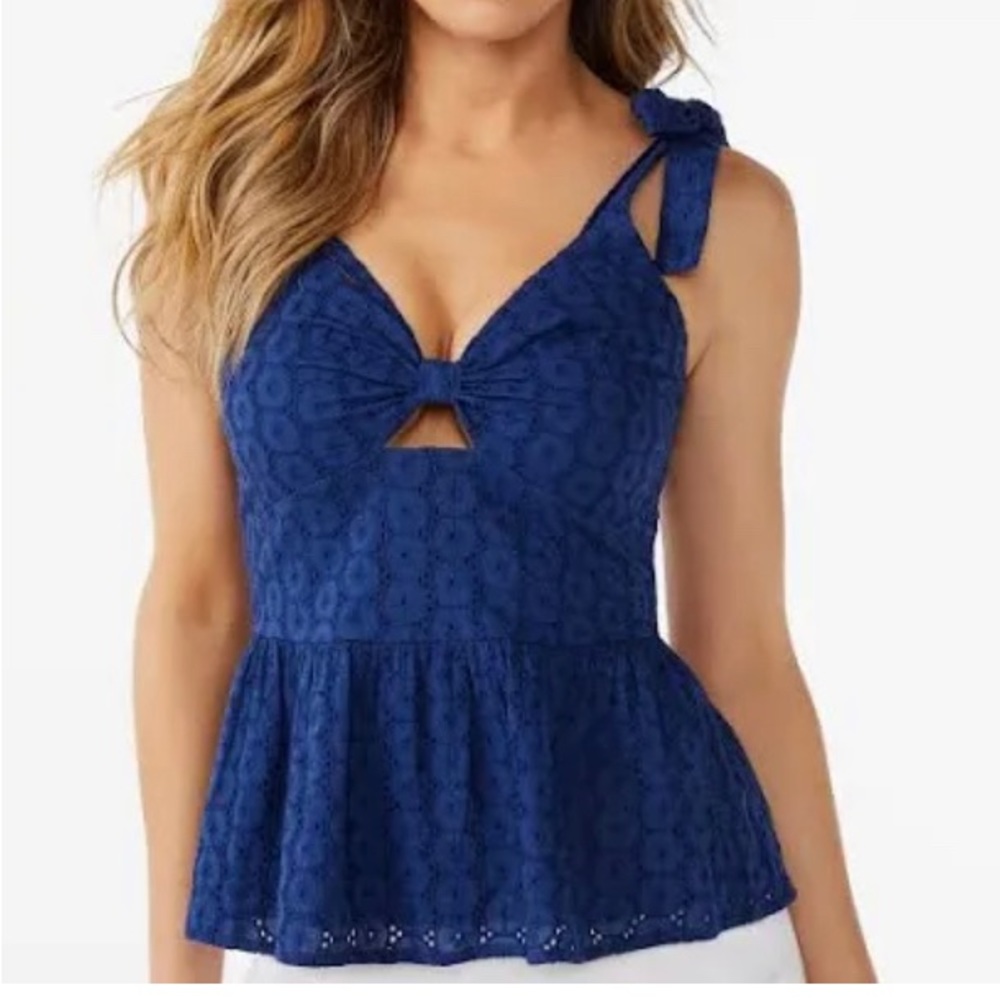 Sofia Vergara Navy Blue Peplum Top